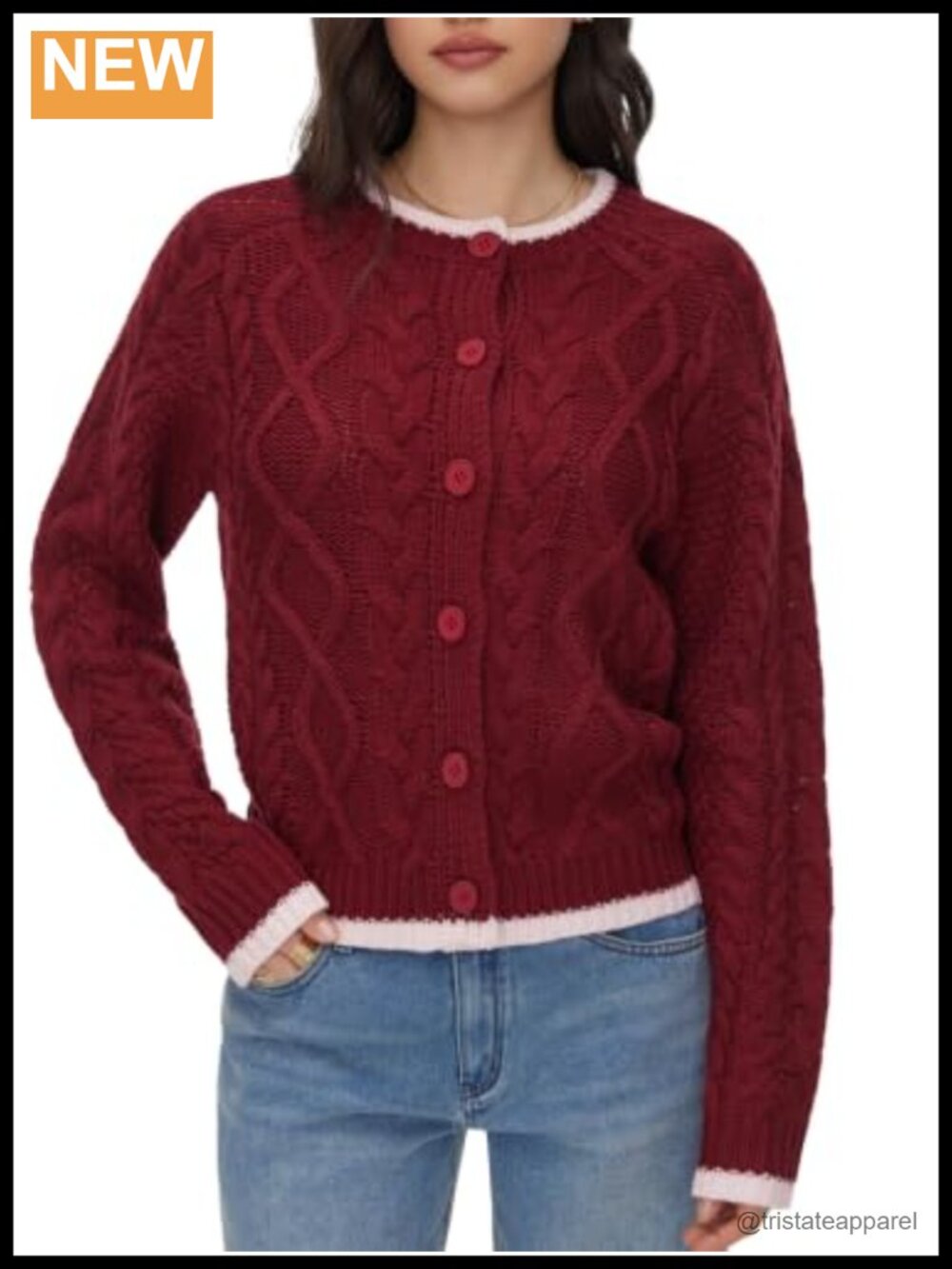 Womens Cropped Cable Knit Cardigan Chunky Acrylic